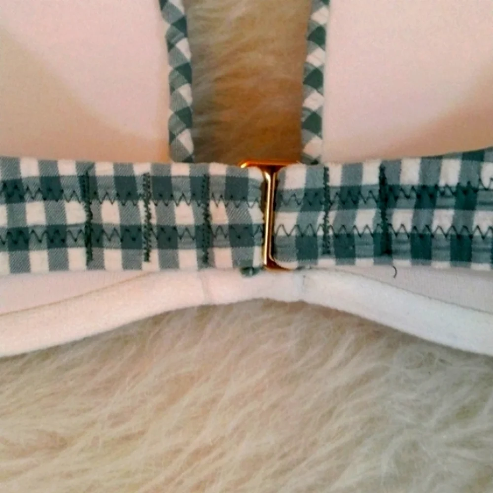 Shade & Shore Green Check Bikini Top - Picture 3 of 5